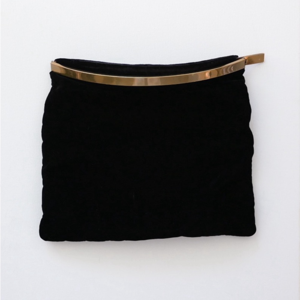 Black Velvet Clutch with Gold Accent